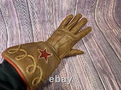 Bison Glove Works Leather Gloves Motorcycle Western Brown Red Star Small