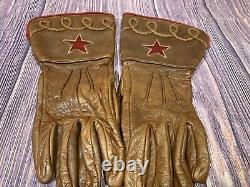 Bison Glove Works Leather Gloves Motorcycle Western Brown Red Star Small