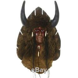 Bison Hunter Spirit Mask Ltd Edition Black Wolf Wall Display