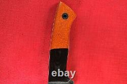 Bison Knife by Allen Surls. 155 CPM154 Blade, Bolstered Electric Orange Burlap