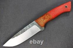 Bison Knife by Allen Surls. 16 A2 Blade, Micarta Bolstered Cherry Bomb Burlap