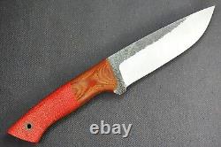 Bison Knife by Allen Surls. 16 A2 Blade, Micarta Bolstered Cherry Bomb Burlap