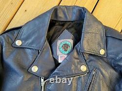 Bison Leather Motorcycle Jacket Blue M Georgetown Farm Free Union VA USA Made