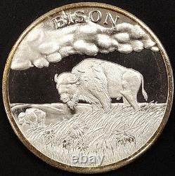 Bison, North American Wildlife Series, 2 Troy Oz. 999 Fine Silver round