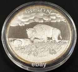 Bison, North American Wildlife Series, 2 Troy Oz. 999 Fine Silver round
