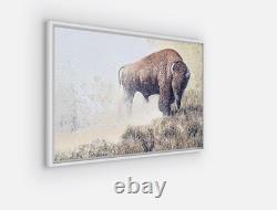 Bison Original 18 x 28 framed Artist Embellished Canvas Print