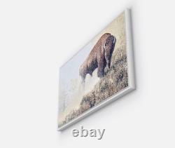 Bison Original 18 x 28 framed Artist Embellished Canvas Print