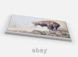 Bison Original 18 x 28 framed Artist Embellished Canvas Print