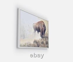 Bison Original 18 x 28 framed Artist Embellished Canvas Print
