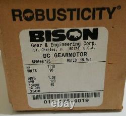 Bison. P/n011-175-4019. DC Gearmotor. 1/10hp, 90v, 120 Rpm, 18.91 Ratio. Oem