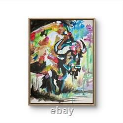 Bison Painting Western Buffalo Wildlife Rustic Decor Original Art 11x14 Native