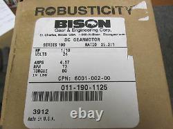 Bison Series 190 DC Gear Motor 1/10 HP 24 Volts 73 RPM 011-190-1125