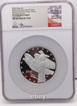 Bison Silver-Dollar 5-oz NGC Proof US-Mint Mercanti Hand-Signed Mesa-Grande FDI
