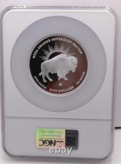 Bison Silver-Dollar 5-oz NGC Proof US-Mint Mercanti Hand-Signed Mesa-Grande FDI