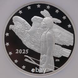 Bison Silver-Dollar 5-oz NGC Proof US-Mint Mercanti Hand-Signed Mesa-Grande FDI