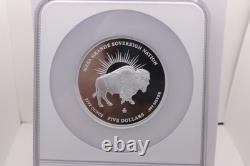 Bison Silver-Dollar 5-oz NGC Proof US-Mint Mercanti Hand-Signed Mesa-Grande FDI