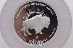 Bison Silver-Dollar 5-oz NGC Proof US-Mint Mercanti Hand-Signed Mesa-Grande FDI