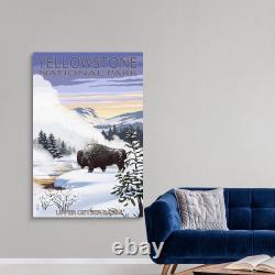 Bison Snow Scene Yellowstone National Canvas Wall Art Print, Wyoming Home