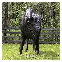 Bison Statue Life Size Bronze Painted Buffalo Sculpture, No Rust Aluminum