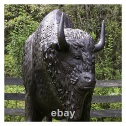 Bison Statue Life Size Bronze Painted Buffalo Sculpture, No Rust Aluminum
