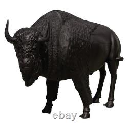 Bison Statue Life Size Bronze Painted Buffalo Sculpture, No Rust Aluminum