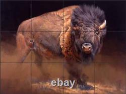 Bison Tile Backsplash Aldrich Wildlife Buffalo Art Ceramic Mural RW-EA014