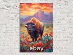 Bison Wall Art Canvas Print Texas Wildlife Extra Large Decor Living Room Decor
