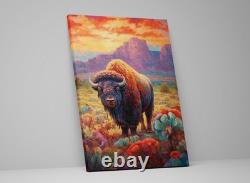 Bison Wall Art Canvas Print Texas Wildlife Extra Large Decor Living Room Decor