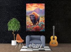 Bison Wall Art Canvas Print Texas Wildlife Extra Large Decor Living Room Decor