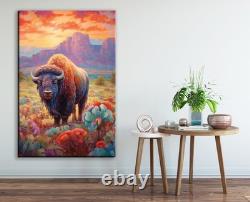Bison Wall Art Canvas Print Texas Wildlife Extra Large Decor Living Room Decor