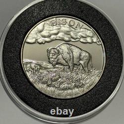 Bison Wildlife Series Proof Coin 2 Troy Oz. 999 Fine Silver Round Medal Buffalo