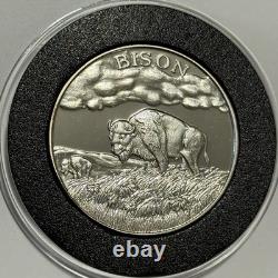 Bison Wildlife Series Proof Coin 2 Troy Oz. 999 Fine Silver Round Medal Buffalo
