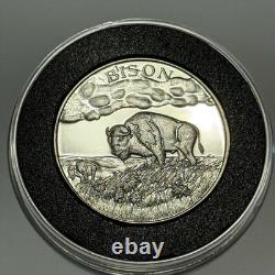 Bison Wildlife Series Proof Coin 2 Troy Oz. 999 Fine Silver Round Medal Buffalo