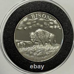 Bison Wildlife Series Proof Coin 2 Troy Oz. 999 Fine Silver Round Medal Buffalo