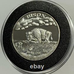 Bison Wildlife Series Proof Coin 2 Troy Oz. 999 Fine Silver Round Medal Buffalo