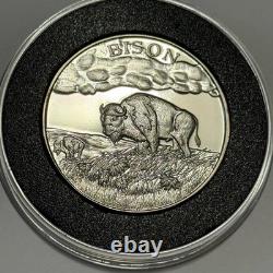 Bison Wildlife Series Proof Coin 2 Troy Oz. 999 Fine Silver Round Medal Buffalo