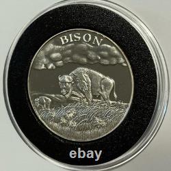 Bison Wildlife Series Proof Coin 2 Troy Oz. 999 Fine Silver Round Medal Buffalo
