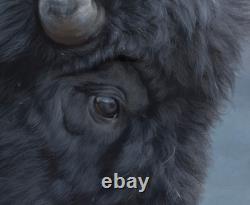 Bison and Hummingbird Yellowstone Wildlife Giclee Art Canvas Print