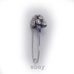 Bison head with Safety Pin Sterling Silver Bison Head