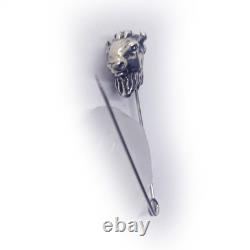 Bison head with Safety Pin Sterling Silver Bison Head