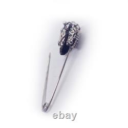 Bison head with Safety Pin Sterling Silver Bison Head