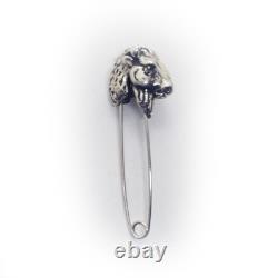Bison head with Safety Pin Sterling Silver Bison Head
