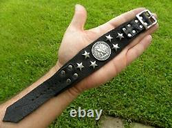 Bison leather cuff Bracelet authentic Walking Liberty Eagle Half dollar coin