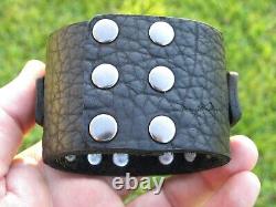 Bison leather cuff wide bracelet sterling Kokopelli onyx gemstones customize