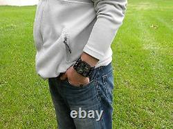 Bison leather wristband cuff Men watch bracelet wristwatch dual time customize