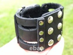 Bison leather wristband cuff Men watch bracelet wristwatch dual time customize