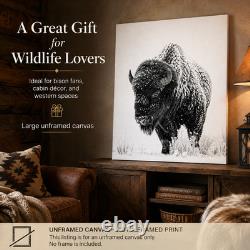 Bison of the North Snowy Buffalo Wall Art Black White Wildlife Cabin Decor