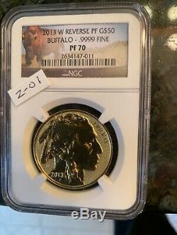 Blow out-REVERSE PROOF 2013 W $50 Buff. NGC PF70 -Bison Label