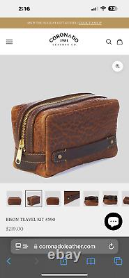 Bnwt Coronado Leather Shrunken American Bison/horween Dopp Kit/billfold Set