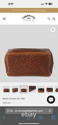 Bnwt Coronado Leather Shrunken American Bison/horween Dopp Kit/billfold Set